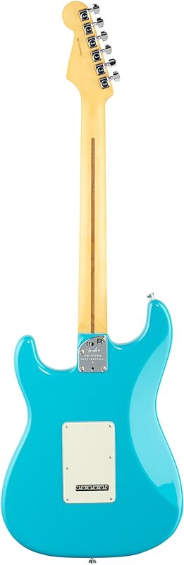 Fender American Pro II HSS Stratocaster Electric Guitar, Rosewood Fingerboard (with Case), Miami Blue, Full Straight Back