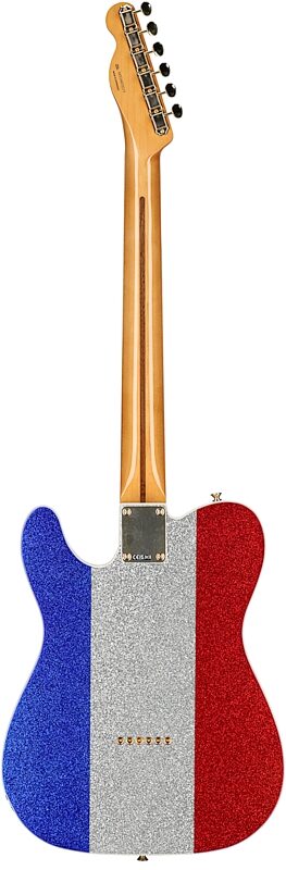 Fender Limited Edition Buck Owens Telecaster Electric Guitar, Maple Fingerboard (with Case), Red Silver Blue, Full Straight Back