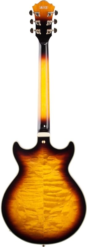Ibanez Artcore Expressionist AM93QM Semi-Hollowbody Electric Guitar, Antique Yellow Sunburst, Full Straight Back