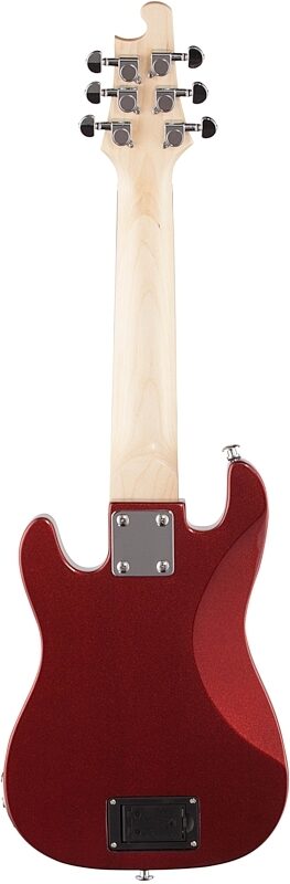 Vorson S-Style Guitarlele Travel Electric Guitar (with Gig Bag), Metallic Red, Full Straight Back