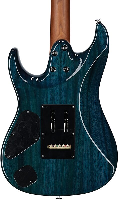 Ibanez MMN-1 Martin Miller Electric Guitar (with Case), Transparent Aqua Blue, Serial Number 210001F2325129, Body Straight Back