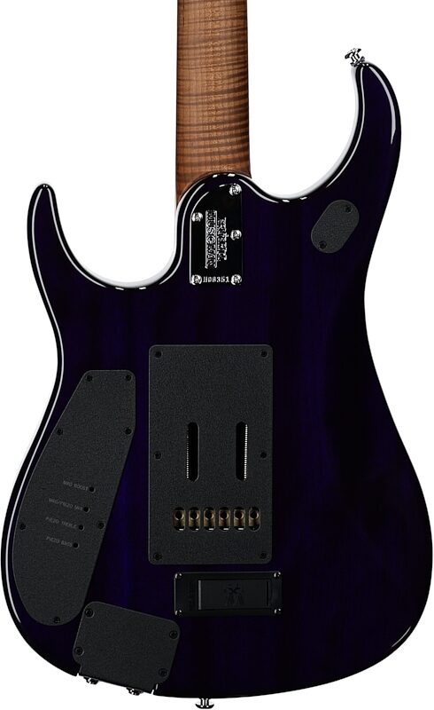 Ernie Ball Music Man John Petrucci JP15 Electric Guitar (with Gig Bag), Purple Nebula Flame, Serial Number H08351, Body Straight Back