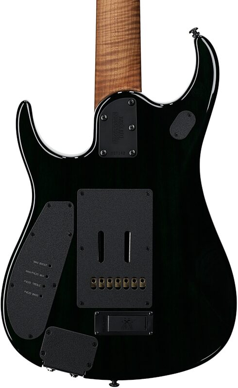 Ernie Ball Music Man John Petrucci JP15 7 Electric Guitar, 7-String (with Case), Tiger Eye Flame, Serial Number K07142, Body Straight Back