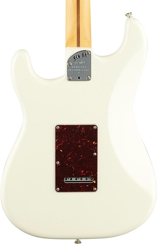 Fender American Pro II HSS Stratocaster Electric Guitar, Maple Fingerboard (with Case), Olympic White, Body Straight Back