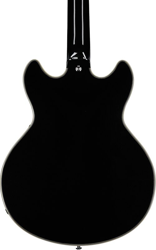 D'Angelico Premier Mini Double-Cutaway Electric Guitar (with Gig Bag), Black Flake, Body Straight Back