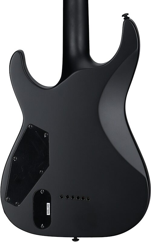 ESP LTD MH-1000B Baritone Electric Guitar, Black Satin, Body Straight Back