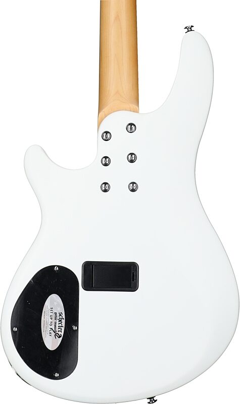Schecter C-4 Deluxe Bass Guitar, Satin White, Body Straight Back