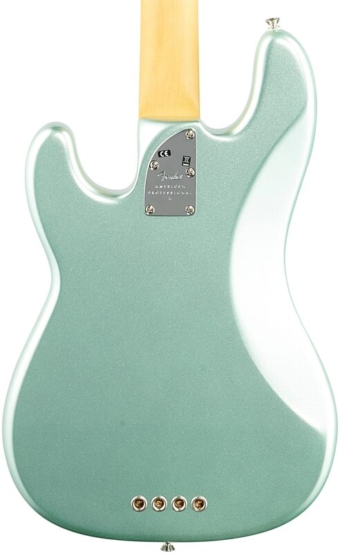 Fender American Pro II Precision Electric Bass, Rosewood Fingerboard (with Case), Mystic Surf Green, Body Straight Back