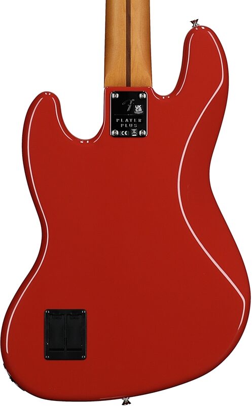 Fender Player Plus V Jazz Electric Bass, Maple Fingerboard (with Gig Bag), Fiesta Red, Body Straight Back