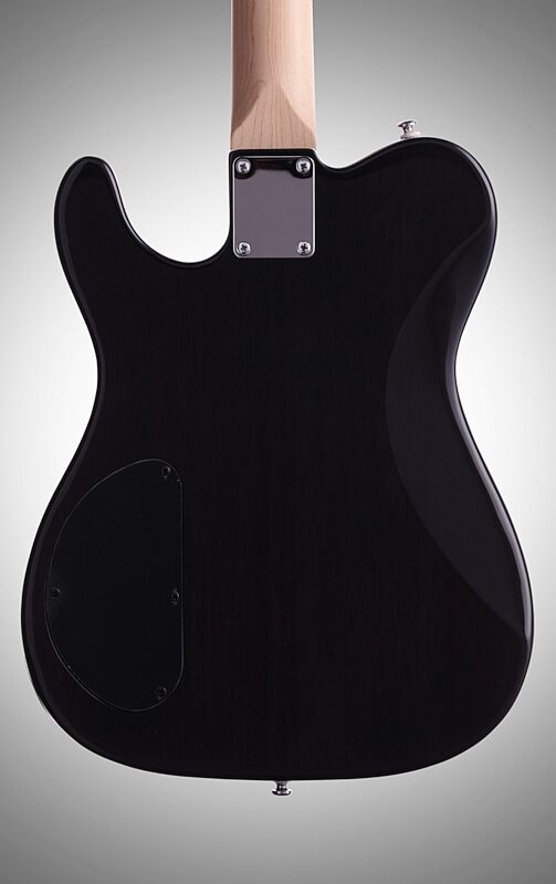 G&L Tribute ASAT Deluxe Carved Top Electric Guitar, Rosewood Fretboard, Transparent Black, Body Straight Back
