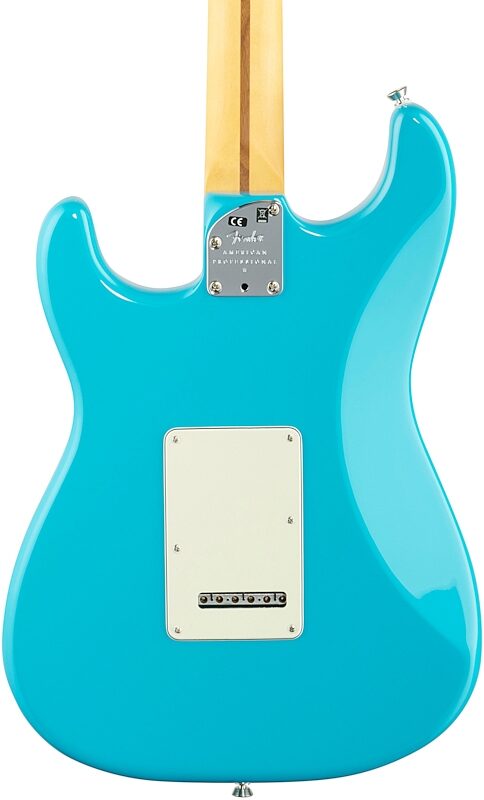 Fender American Pro II HSS Stratocaster Electric Guitar, Rosewood Fingerboard (with Case), Miami Blue, Body Straight Back