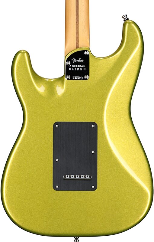 Fender American Ultra II Stratocaster Electric Guitar, Maple Fretboard (with Case), Solar Flare, Body Straight Back
