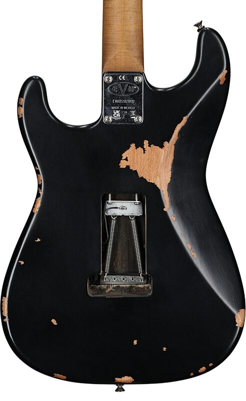 EVH Eddie Van Halen Frankenstein Series Relic Electric Guitar (with Gig Bag), Black, Body Straight Back
