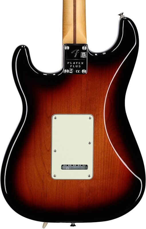Fender Player Plus Stratocaster Electric Guitar, Maple Fingerboard (with Gig Bag), 3-Color Sunburst, Body Straight Back