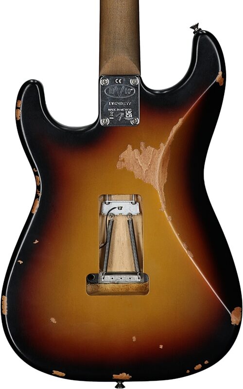 EVH Eddie Van Halen Frankenstein Relic Series Electric Guitar (with Gig Bag), Vintage Sunburst, Body Straight Back
