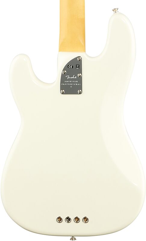 Fender American Pro II Precision Electric Bass, Maple Fingerboard (with Case), Olympic White, Body Straight Back
