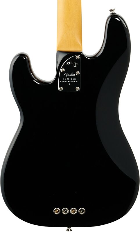 Fender American Pro II Precision Electric Bass, Maple Fingerboard (with Case), Black, Body Straight Back