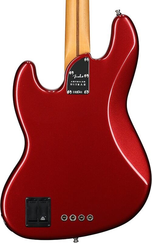 Fender American Ultra II Jazz Electric Bass, Maple Fingerboard (with Case), Sinister Red, Body Straight Back