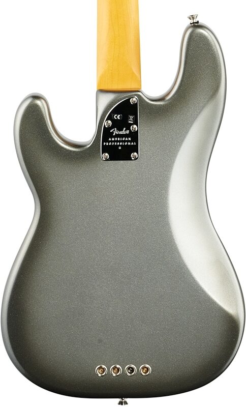 Fender American Pro II Precision Electric Bass, Rosewood Fingerboard (with Case), Mercury, Body Straight Back