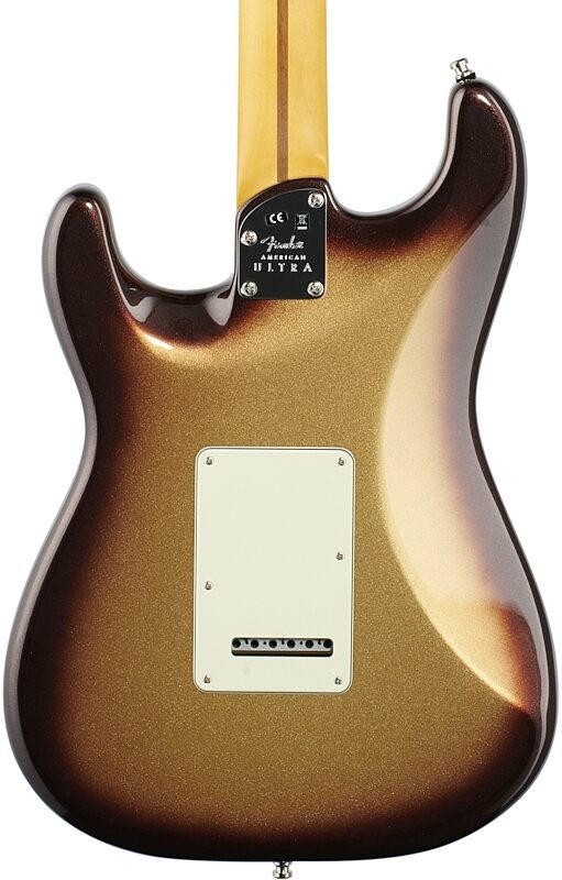 Fender American Ultra Stratocaster Electric Guitar, Maple Fingerboard (with Case), Mocha Burst, Body Straight Back