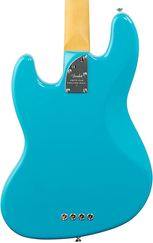 Fender American Professional II Jazz Bass, Rosewood Fingerboard (with Case), Miami Blue, Body Straight Back