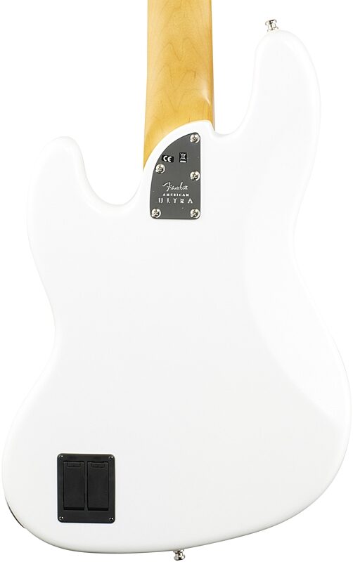 Fender American Ultra Jazz V Electric Bass, Maple Fingerboard (with Case), Arctic Pearl, Body Straight Back