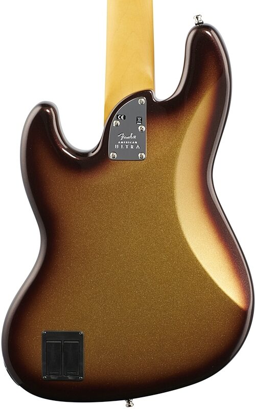 Fender American Ultra Jazz V Electric Bass, 5-String, Rosewood Fingerboard (with Case), Mocha Burst, Body Straight Back
