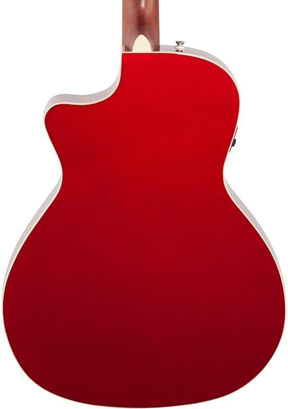 Fender Newporter Player Acoustic-Electric Guitar, Candy Apple Red, Body Straight Back