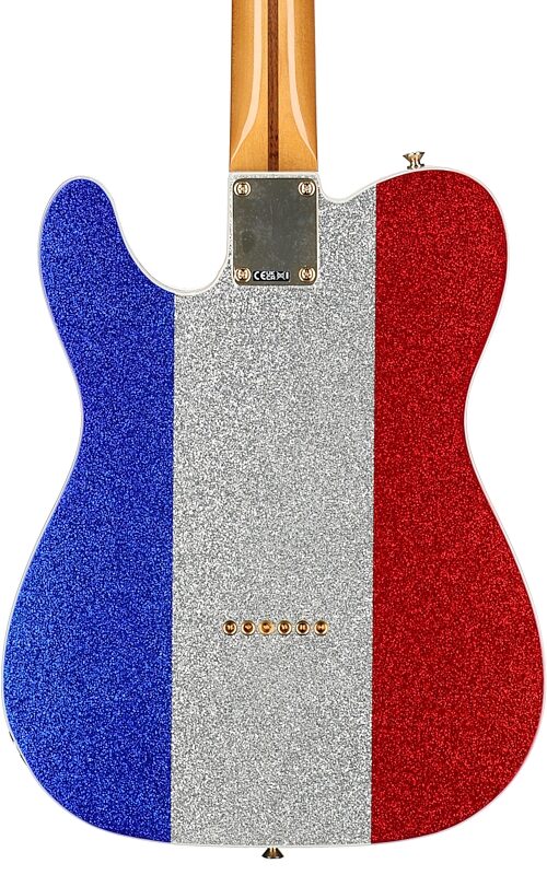 Fender Limited Edition Buck Owens Telecaster Electric Guitar, Maple Fingerboard (with Case), Red Silver Blue, Body Straight Back