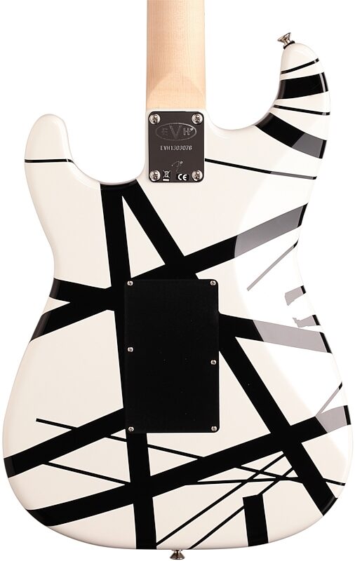 EVH Eddie Van Halen Striped Series Electric Guitar, White and Black, Body Straight Back