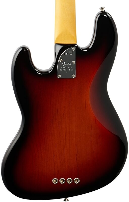 Fender American Pro II Jazz Electric Bass, Maple Fingerboard (with Case), 3-Color Sunburst, USED, Blemished, Body Straight Back