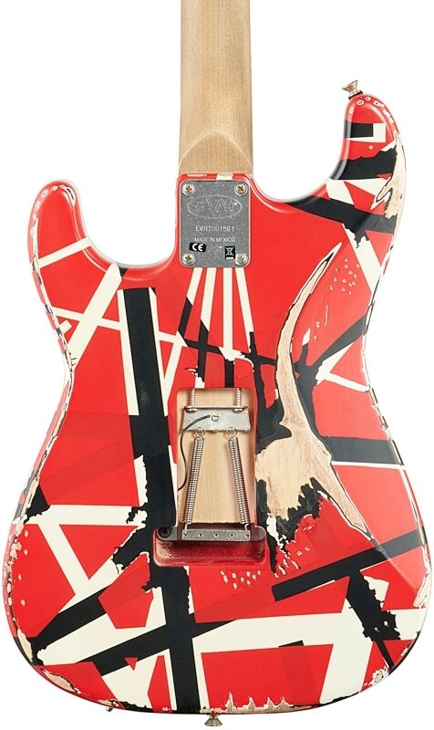 EVH Eddie Van Halen Striped Series Frankenstein "Frankie" Electric Guitar, Red, White, and Black, Body Straight Back