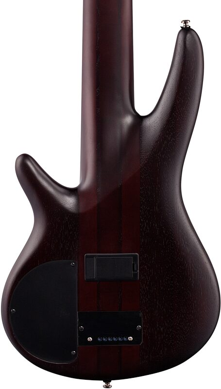 Ibanez SRF706 Portamento Fretless Electric Bass, 6-String, Brown Burst Flat, Body Straight Back
