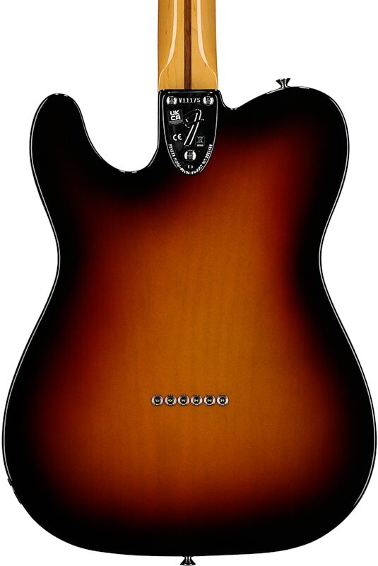 Fender American Vintage II 1972 Telecaster Thinline Electric Guitar, Maple Fingerboard (with Case), 3-Color Sunburst, Body Straight Back