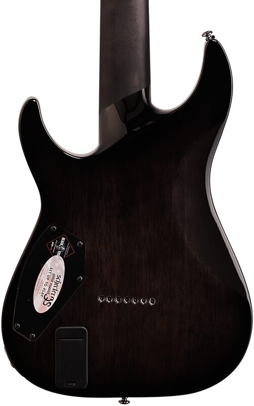 Schecter Hellraiser Hybrid C-7 Electric Guitar, 7-String, Transparent Black Burst, Body Straight Back
