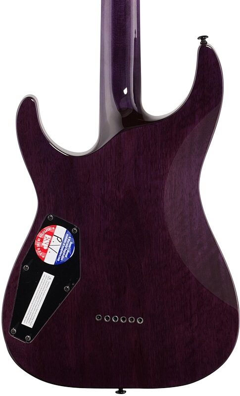 ESP LTD MH-1000NTQM Electric Guitar, See-Thru Purple, Body Straight Back
