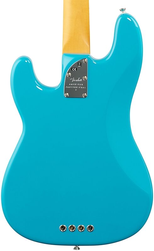 Fender American Pro II Precision Electric Bass, Maple Fingerboard (with Case), Miami Blue, Body Straight Back
