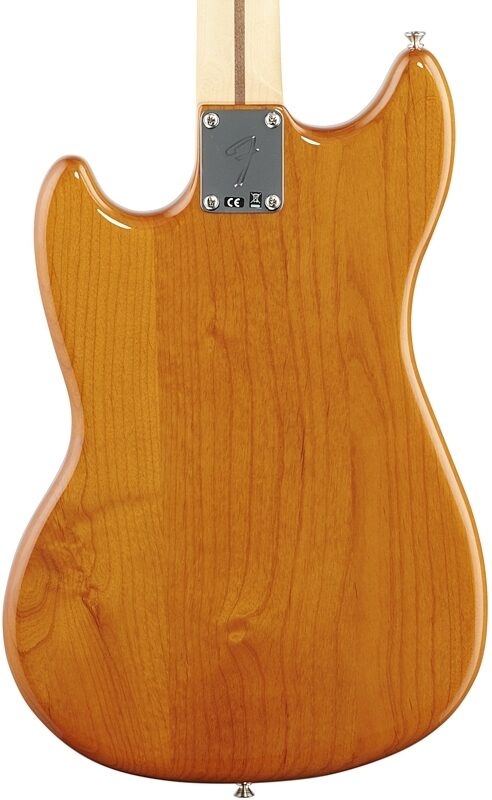 Fender Mustang PJ Pau Ferro Electric Bass, Aged Natural, Body Straight Back
