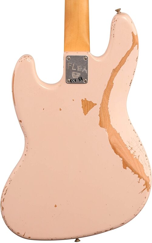 Fender Flea Jazz Electric Bass (with Gig Bag), Roadworn Shell Pink, Body Straight Back