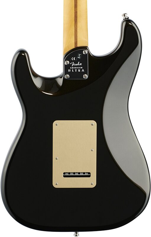 Fender American Ultra Stratocaster Electric Guitar, Maple Fingerboard (with Case), Texas Tea, Body Straight Back