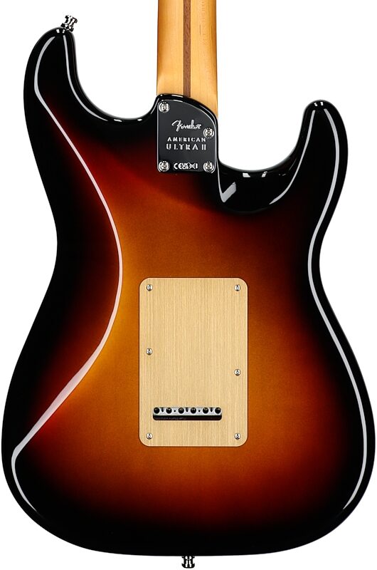 Fender American Ultra II Stratocaster Electric Guitar, Left-Handed (Ebony Fingerboard, with Case), Ultraburst, Body Straight Back