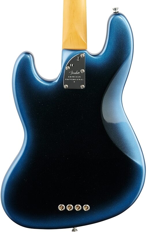 Fender American Pro II Jazz Electric Bass, Maple Fingerboard (with Case), Dark Night, Body Straight Back