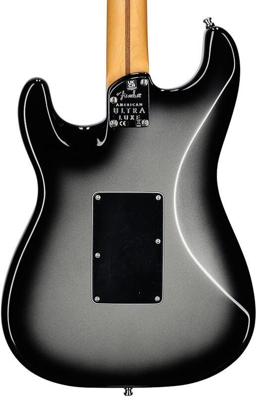 Fender American Ultra Luxe Stratocaster FR HSS Electric Guitar (with Case), Silverburst, Body Straight Back