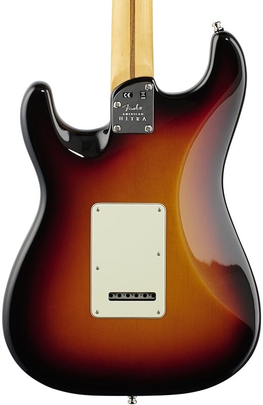 Fender American Ultra Stratocaster HSS Electric Guitar, Maple Fingerboard (with Case), Ultraburst, Body Straight Back