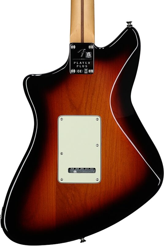 Fender Player Plus Meteora Electric Guitar (with Gig Bag), 3-Color Sunburst, Maple Fretboard, Body Straight Back