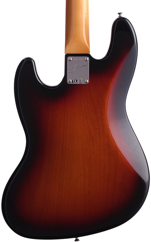 Fender Jaco Pastorius Fretless Jazz Electric Bass with Case, 3-Color Sunburst, Body Straight Back