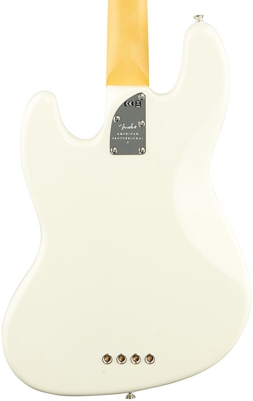 Fender American Pro II Jazz Electric Bass, Maple Fingerboard (with Case), Olympic White, Body Straight Back