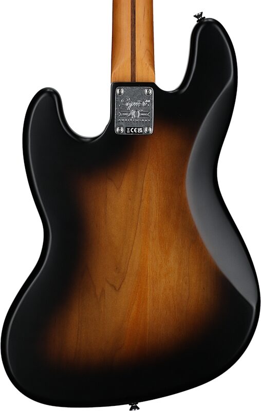 Squier 40th Anniversary Jazz Electric Bass, with Maple Fingerboard, Satin 2-Color Sunburst, Body Straight Back