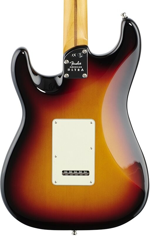 Fender American Ultra Stratocaster Electric Guitar, Maple Fingerboard (with Case), Ultraburst, Body Straight Back