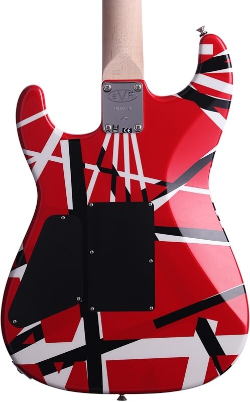 EVH Eddie Van Halen Striped Series Electric Guitar, Red, Black, and White, Body Straight Back